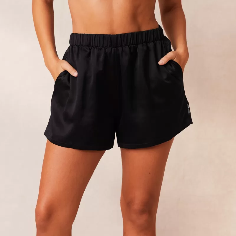 Online Lounge Underwear Classic Satin Pyjama Shorts - Schwarz