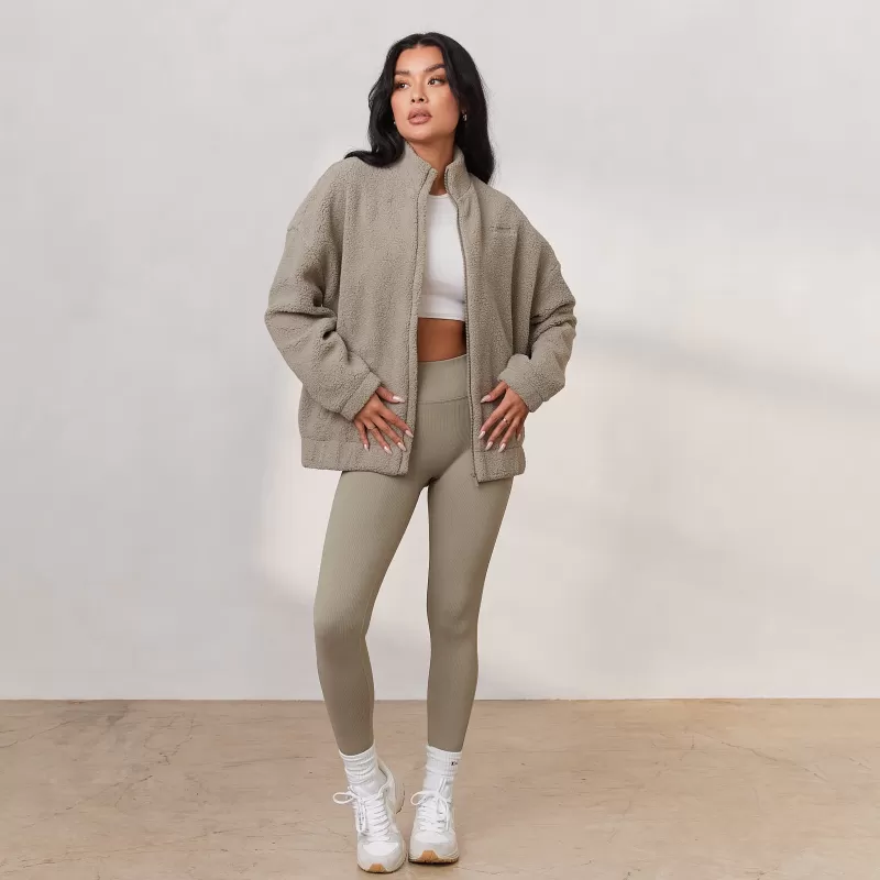 Outlet Lounge Underwear Cosy Zip Up Fleecejacke - Hafer