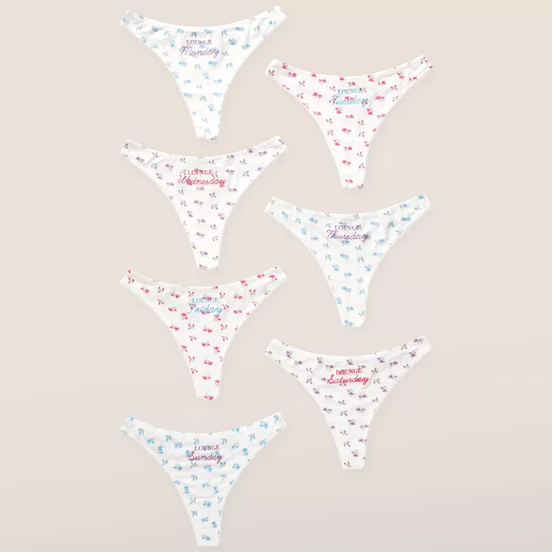 Outlet Lounge Underwear Days of the Week String (7er Paket) - Print