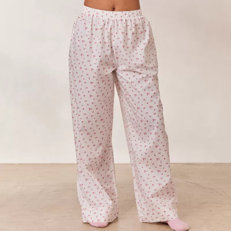 Sale Lounge Underwear Floral Pyjama Hose - Weiß Muster