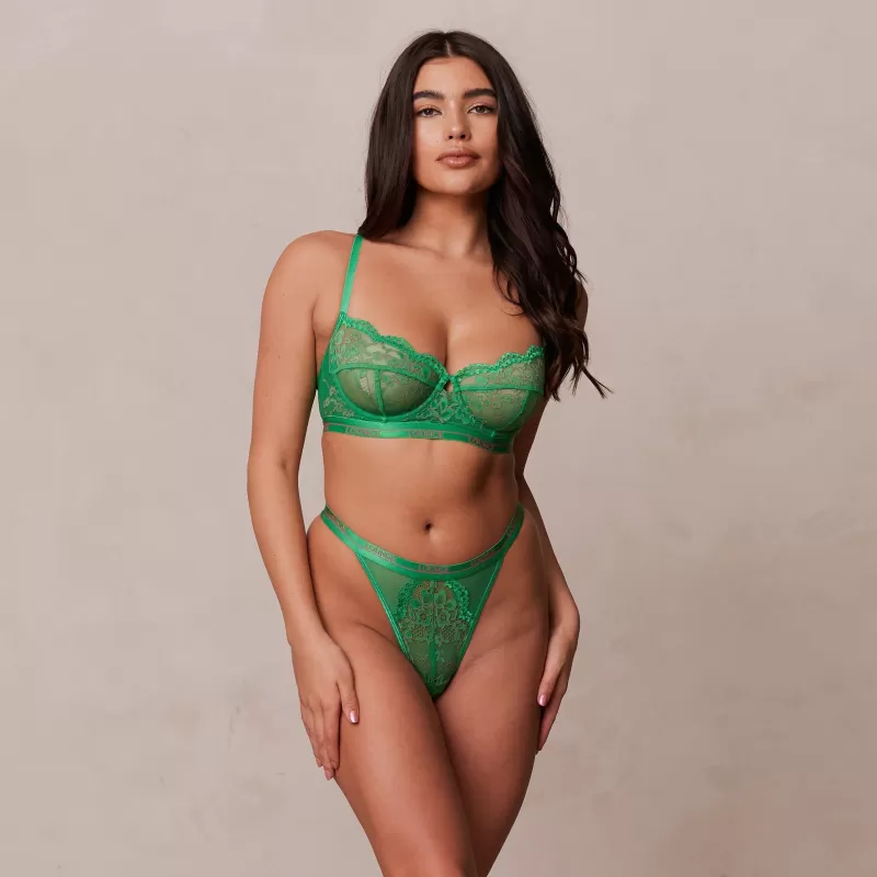 Clearance Lounge Underwear Zweifarbiges Blossom Balcony BH - Grün